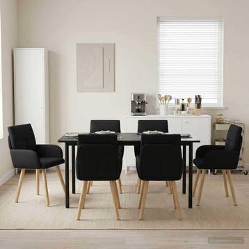 vidaXL Eetstoelen 6 st Stof Zwart 60 x 56 x 85 cm, Verzenden, Nieuw