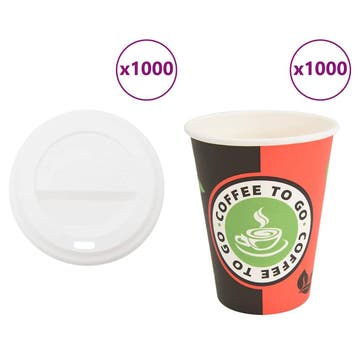 vidaXL Papieren koffiekopjes met deksel 1000 st 4oz 100 ml, Verzenden