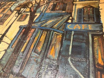 D. Farbe (XX) - Vue de Paris, Café- Huile sur carton
