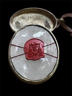 Reliekhouder - Brons, Gouden cartouche, Glas - 20e eeuw -, Antiek en Kunst