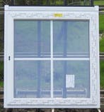 pvc raam , chassis , venster  115 x 125 wit / zwart ral 9005, 75 tot 150 cm, Kunststof, Raamkozijn, Nieuw