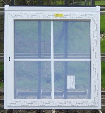 pvc raam , chassis , venster  115 x 125 wit / zwart ral 9005, 75 tot 150 cm, Kunststof, Raamkozijn, Nieuw