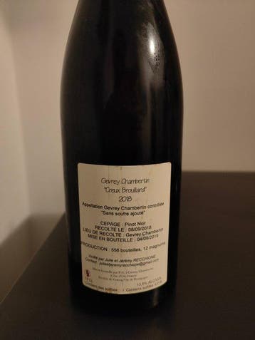 2018 Jérémy Recchione Creux Brouillard - Gevrey Chambertin, Nieuw
