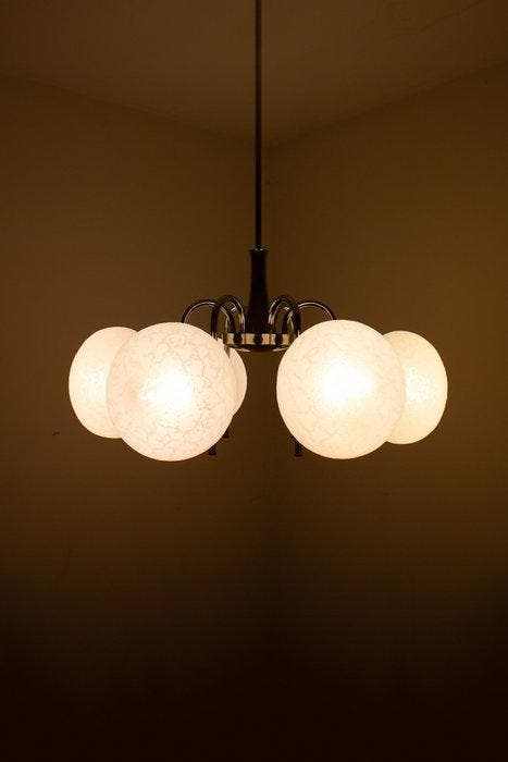 Hustadt Leuchten - Hustadt - Kroonluchter - Metaal, Glas -, Antiek en Kunst, Antiek | Verlichting