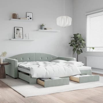 vidaXL Slaapbank onderschuifbed en lades 100x200 cm fluweel, Verzenden