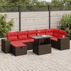 vidaXL 8-delige Loungeset met kussens poly rattan acacia, Verzenden, Nieuw, Loungeset