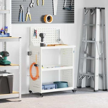 vidaXL Gereedschapswagen Wit 65 x 35 x 111 cm Koudgewalst, Verzenden, Nieuw