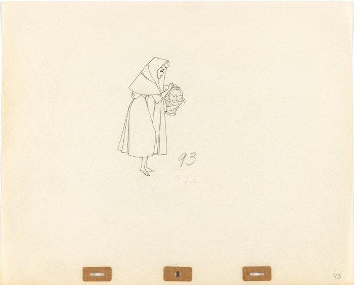 Walt Disney - Doornroosje Animatie Tekening - Sleeping, Verzamelen, Disney