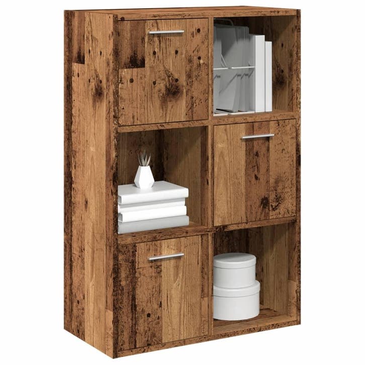 vidaXL Boekenkast 60,5x30x90 cm bewerkt hout oud houtkleurig, Maison & Meubles, Armoires | Bibliothèques, Envoi