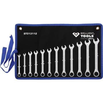 Brilliant Tools Ringratel-Steeksleutelset 8-19mm 12-delig, Auto diversen, Autogereedschap, Verzenden, Nieuw