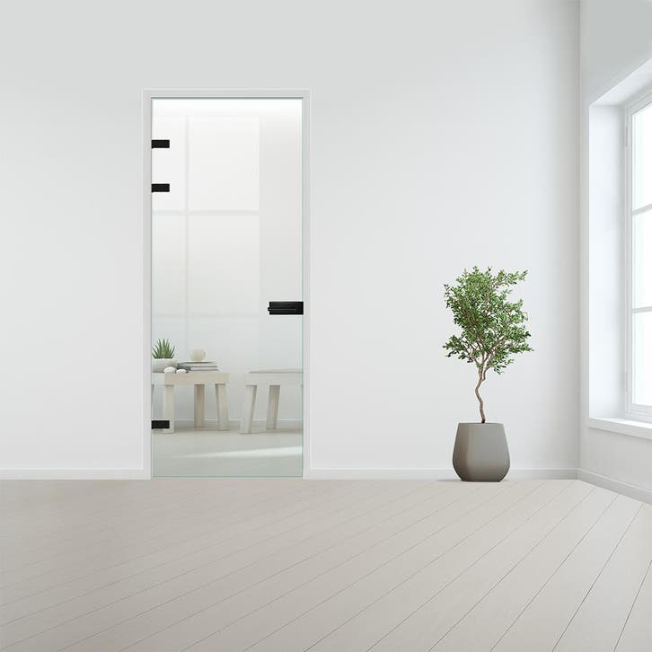 Glazen binnendeur XL voor stomp kozijn zwart beslag-Blank ge, Doe-het-zelf en Bouw, Glas en Ramen, Nieuw, Verzenden