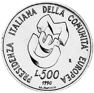 Italië. 500 Lire 1990  Italian Presidency of the E.E.C.