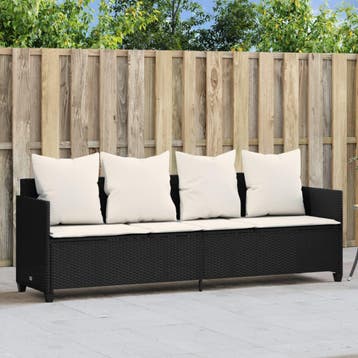 vidaXL Ligbed met kussens poly rattan zwart, Verzenden, Nieuw