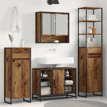 vidaXL Badkamerkast Oud Hout 40 x 30 x 100 cm Bewerkt hout, Verzenden