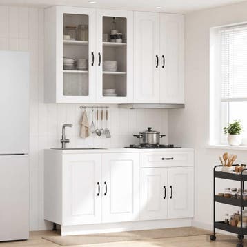 vidaXL Keukenblok KALMAR 4 st Wit Bewerkt hout, Huis en Inrichting, Kasten | Overige, Verzenden, Nieuw
