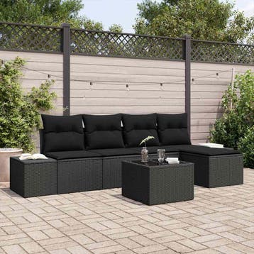 vidaXL Tuinbank Set 5 st Zwart poly rattan, Verzenden