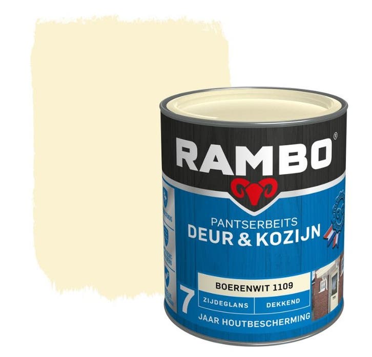 Rambo Pantserbeits Deur & Kozijn Dekkend Boerenwit 2.25L, Doe-het-zelf en Bouw, Verf, Beits en Lak, Nieuw, Verzenden