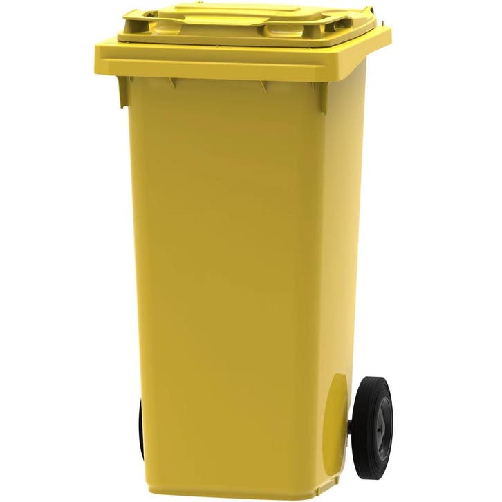 Rolcontainer | Kunststof | Geel | 120L | Klapdeksel |, Zakelijke goederen, Horeca | Keukenapparatuur, Nieuw in verpakking, Verzenden