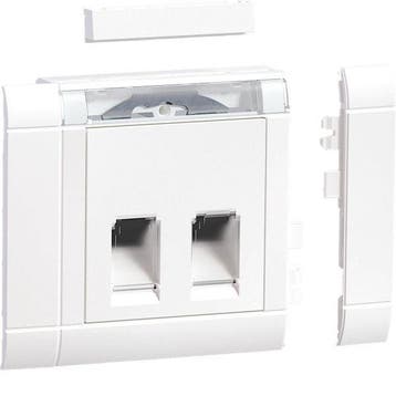 Hager RJ45 Modulaire Jack Bevestigingsset Met Afdekking, Verzenden, Nieuw