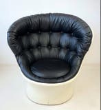 Fauteuil - Cuir - Période Space Age, Antiquités & Art