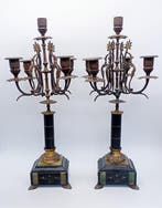 Kandelaber - Marmer, Brons - Hoogte : 46 cm, Antiek en Kunst