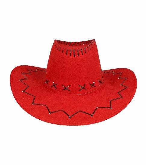 Cowboyhoed - Western hoed met stiksel onesize - Rood, Vêtements | Femmes, Chapeaux & Casquettes