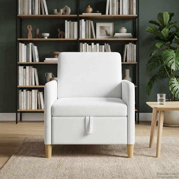 vidaXL Sofa met Opbergruimte Wit 72 x 78 x 87 cm Polyester, Huis en Inrichting, Zetels | Zetels, Verzenden, Nieuw
