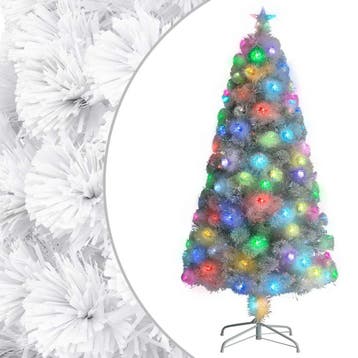vidaXL Kunstkerstboom met verlichting 120 cm glasvezel wit, Verzenden
