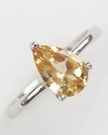 Citrien - Zilver, Gouden citrienring - Geluk, Vertrouwen,