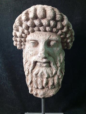 Replica van Fenische kalksteen Hermes Sakkon sculptuur - 50