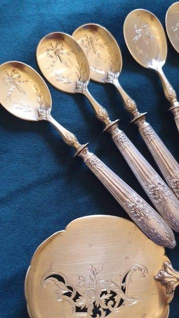 Dessertservies (13) - Zilver, Staal, Verguld, Antiek en Kunst