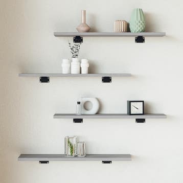 vidaXL Wandschappen 4 st 60x10x1,5 cm bewerkt hout grijs, Verzenden
