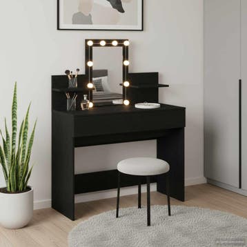 vidaXL Kaptafel Zwart Eiken 100 x 40 x 130 cm Bewerkt hout, Verzenden, Nieuw