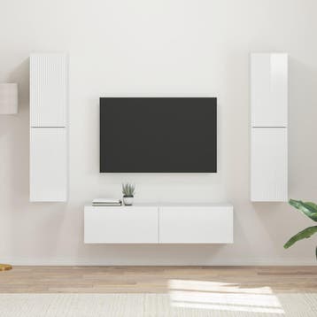 vidaXL Tv-meubelset 6 st Hoogglans wit Bewerkt hout, Huis en Inrichting, Verzenden, Nieuw