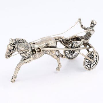 J. Weeda - Renpaard & Sulky - Miniatuur figuur - .835 zilver