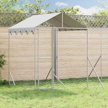 vidaXL Hondenkennel met dak 10x2x2,5 m gegalvaniseerd staal, Verzenden, Nieuw