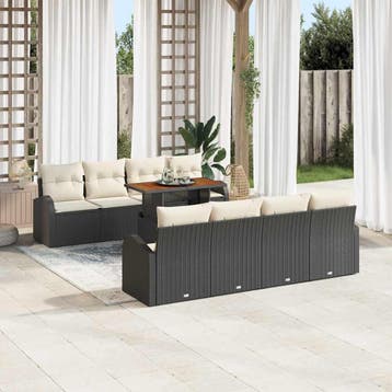 vidaXL Tuinbank Set 7 st Zwart en crème, Tuin en Terras, Tuinsets en Loungesets, Verzenden, Nieuw