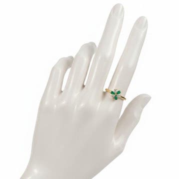 Ring - 14 karaat Geel goud - 0.46ct. tw. Smaragd - Diamant, Nieuw