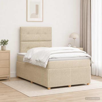 vidaXL Boxspringbed met matras Crèmekleurig 120 x 200 cm, Verzenden