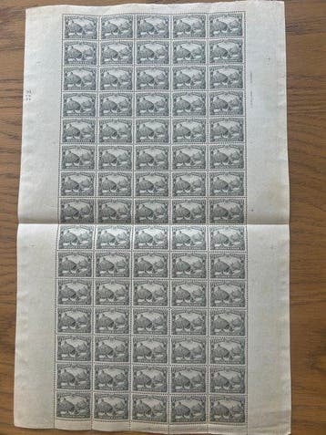 Belgisch-Congo 1931/1942 - 5 Volledige vellen/panelen van 50, Gestempeld