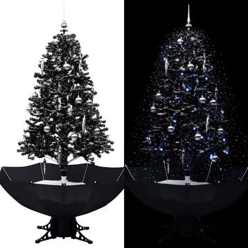 vidaXL Kerstboom sneeuwend met paraplubasis 170 cm PVC zwart, Verzenden
