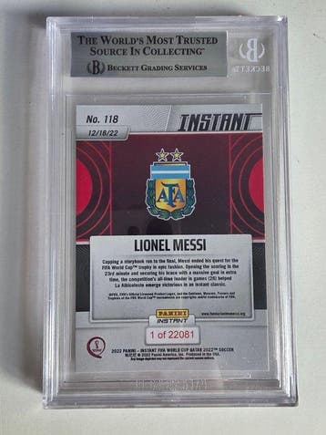 2022 Panini Panini Instant FIFA World Cup Lionel Messi #118, Nieuw