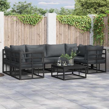 vidaXL Tuinbank Set 7 st Zwart Aluminium, Verzenden