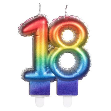 Regenboog Kaars 18 Jaar 8cm, Verzenden, Nieuw
