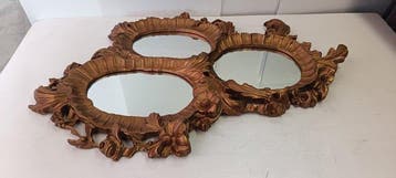 Spiegel - Hout - Rococo-drieledige spiegel, Antiek en Kunst