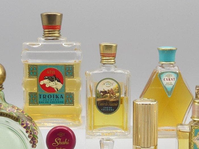 Ferdinand Mülhens, 4711 - Parfumfles (10) - Glas, Metaal, Antiek en Kunst, Antiek | Speelgoed