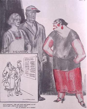 Spotprent over de moraal van de Telegraaf-dame (lijst optie), Verzenden