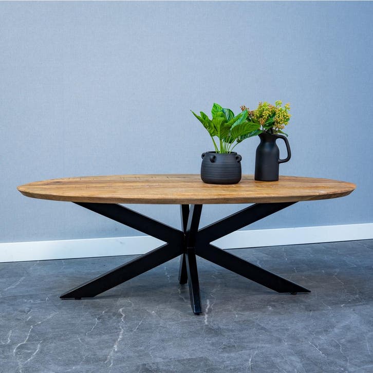 Salontafel Mangohout Tess Ovaal, Huis en Inrichting, Tafels | Salontafels, Nieuw, Overige houtsoorten, Ovaal, Verzenden