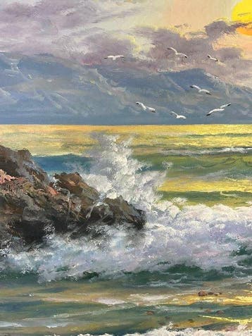 Mario Roig Vidal - Ocaso dorado sobre el acantilado