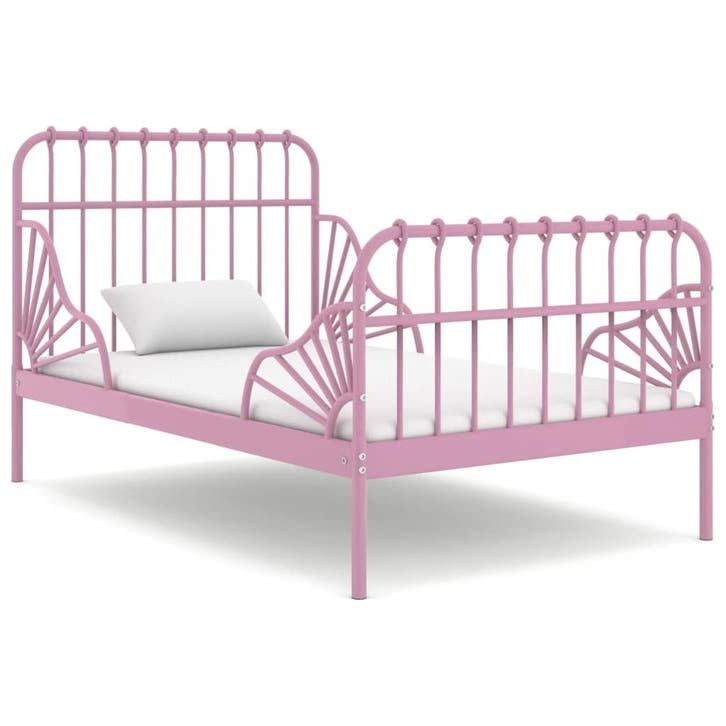 vidaXL Bedframe verlengbaar metaal roze 80x130/200 cm, Huis en Inrichting, Slaapkamer | Bedden, Nieuw, Verzenden